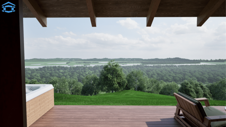 Villa Casa Verde nappali — kandalló és panoráma kilátás | Eventum Homes